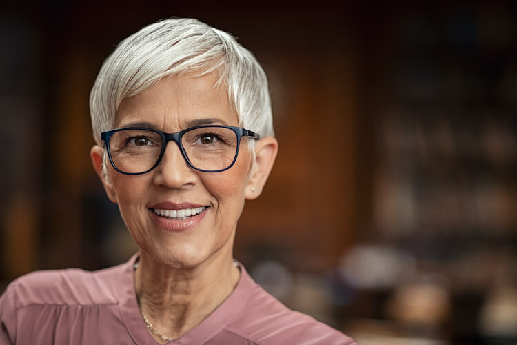 Happy senior living in a nonprofit senior living community.