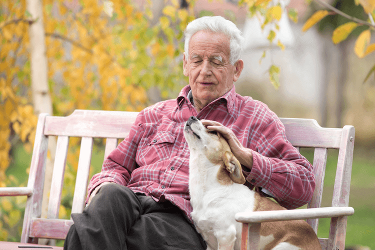 Senior man enjoying outdoors.