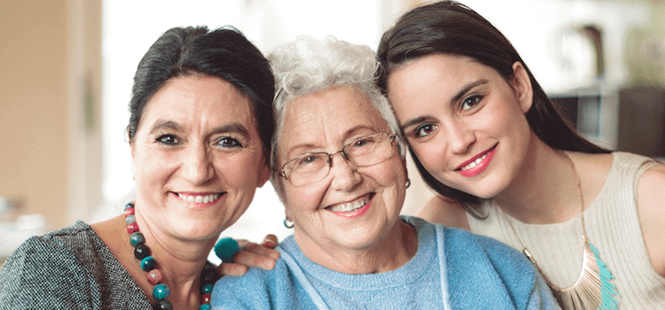 Mother and daughter with grandmother