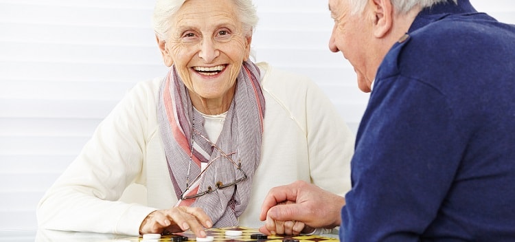 Seniors playing games to improve brain health