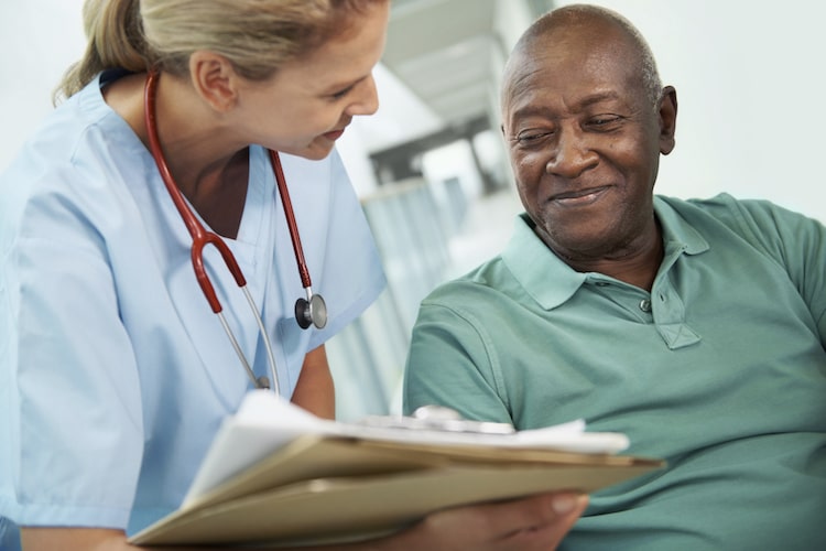 Senior man receiving high quality long-term care services