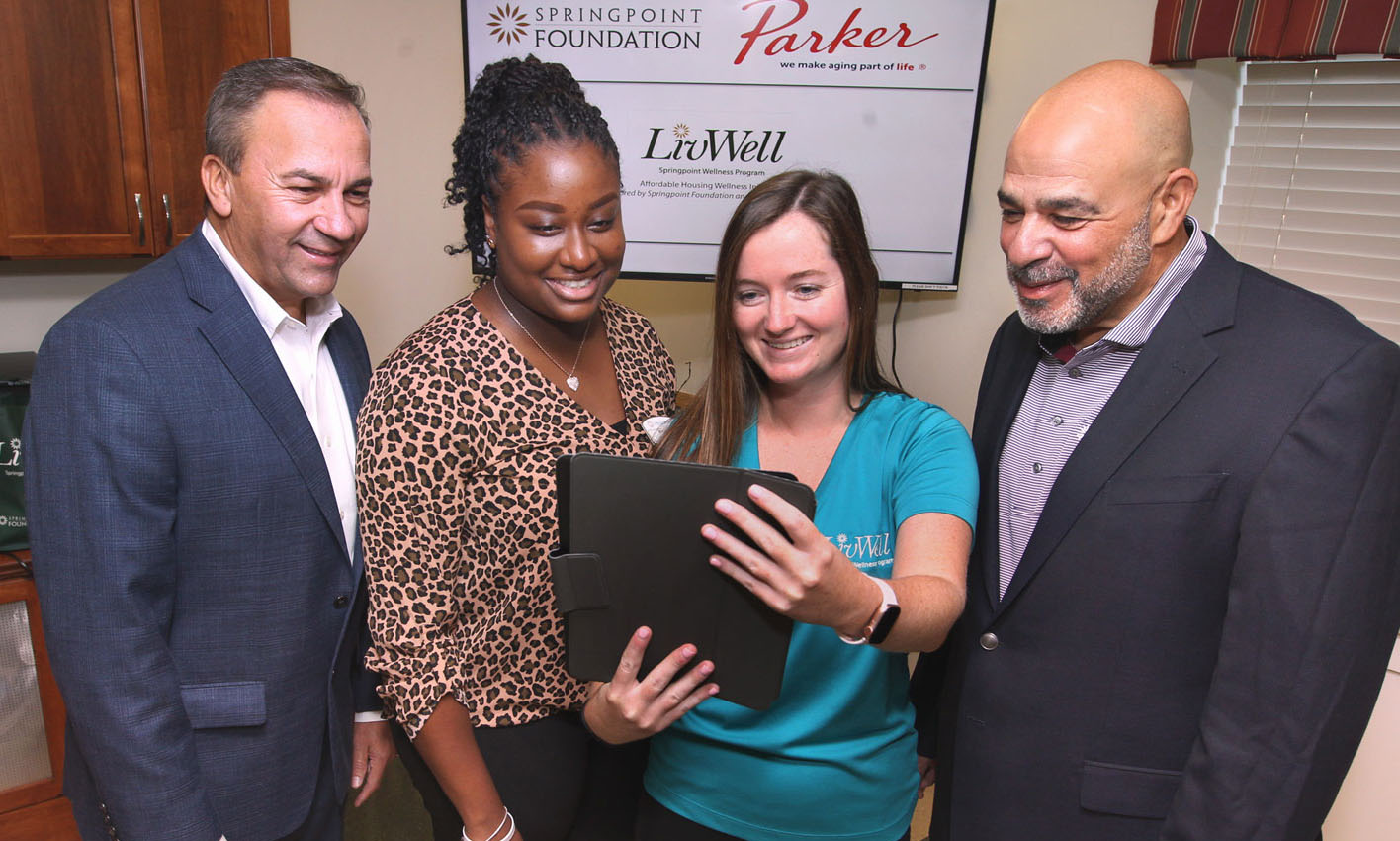 Senior living providers using a tablet