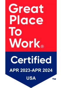 Banner showing that this company is certified from April 2023 to April 2024 as a Great Place to Work