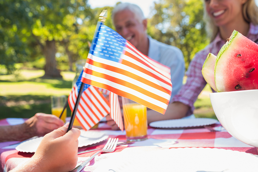 Seniors enjoying a fourth of july picnic