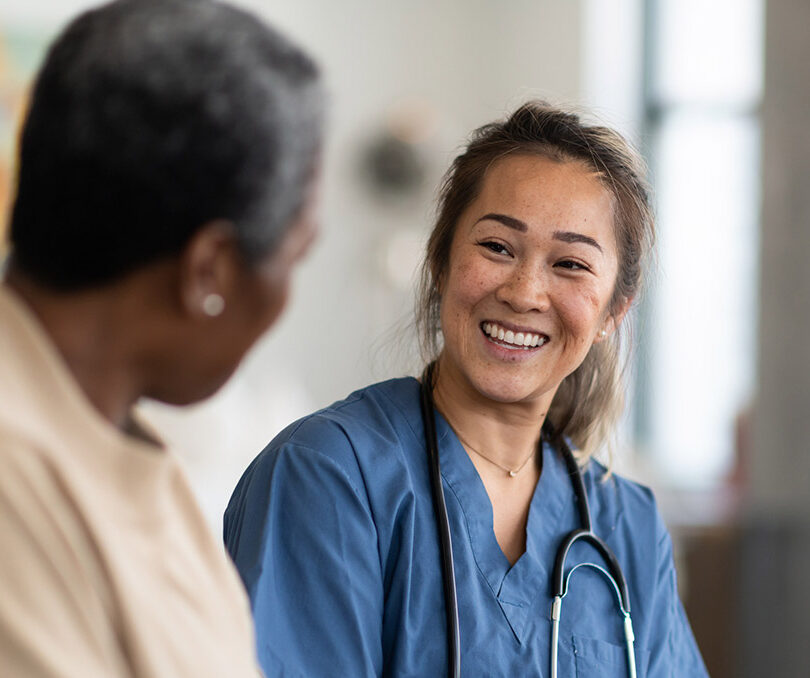Skilled nurse with patient