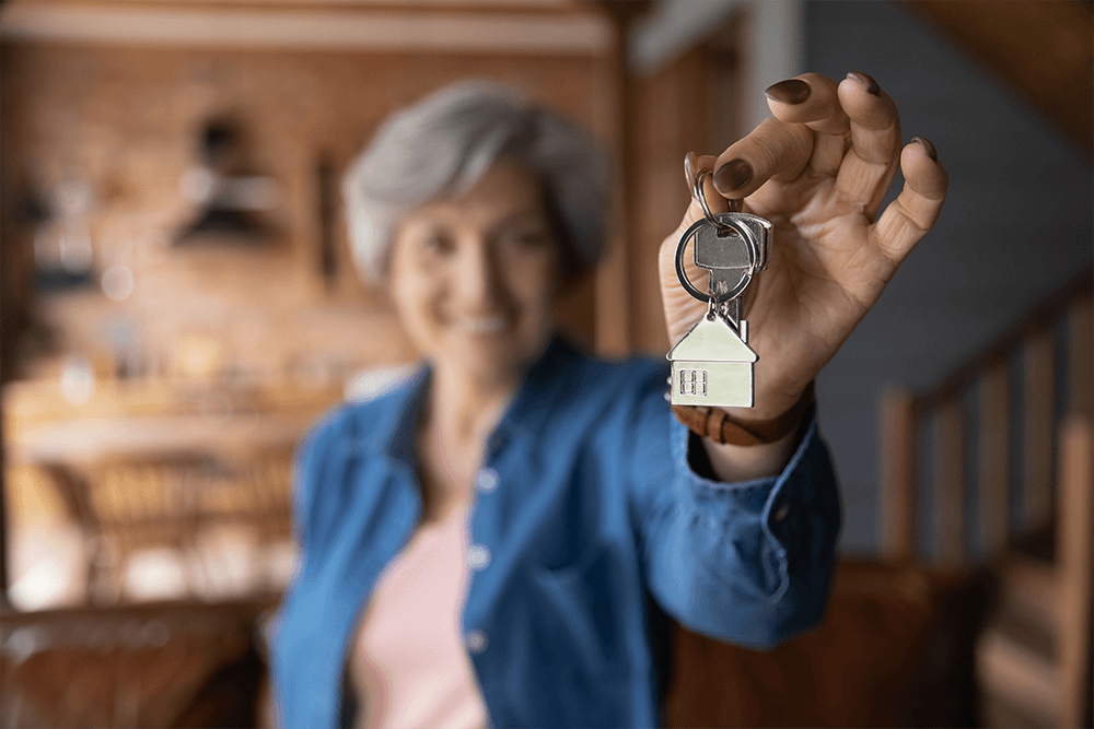Woman displaying keys