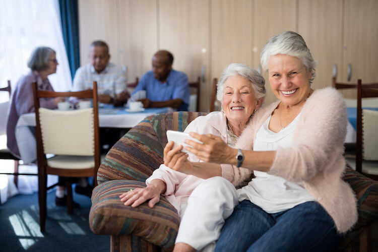 Smiling seniors in a community